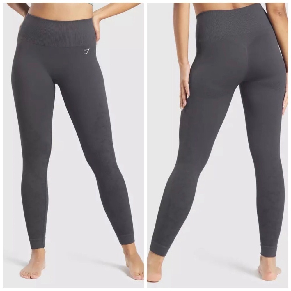 GYMSHARK Washed Black Embossed Studio Leggings S
